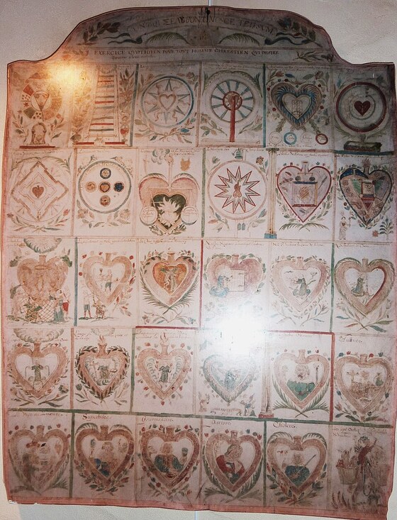 Taolenn de Michel Le Nobletz : tableau de mission peint représentant l'exercice quotidien du chrétien